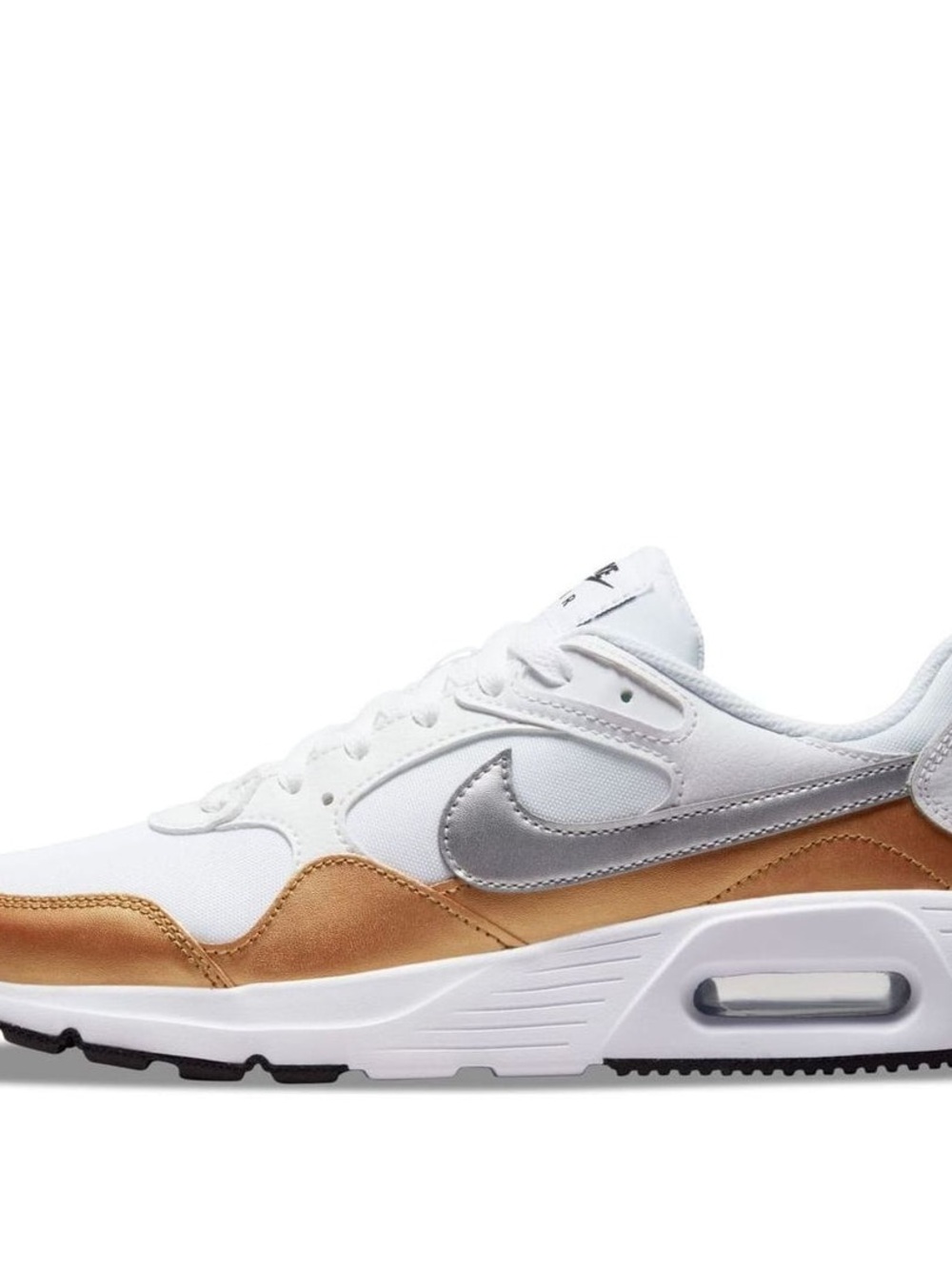 Nike Women’s Athletic Sneaker in White, Gold and Silver